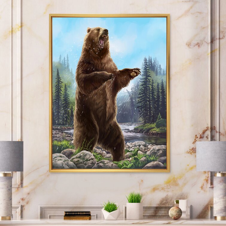 East Urban Home Bear Standing Bear - Painting on Canvas | Wayfair