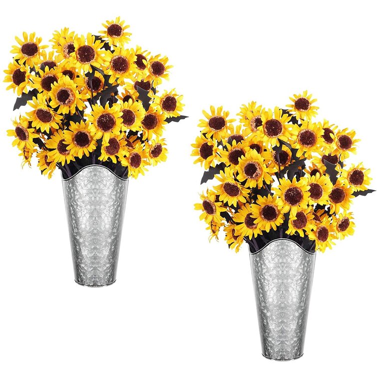 Hanging Tin Sunflowers  12"D Tin Wall Decor Metal Flower  4 Sizes Available 