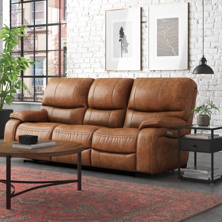 Whirlpool Se tilbage Museum Steelside™ Flagg 86" Genuine Leather Pillow Top Arm Reclining Sofa &  Reviews | Wayfair