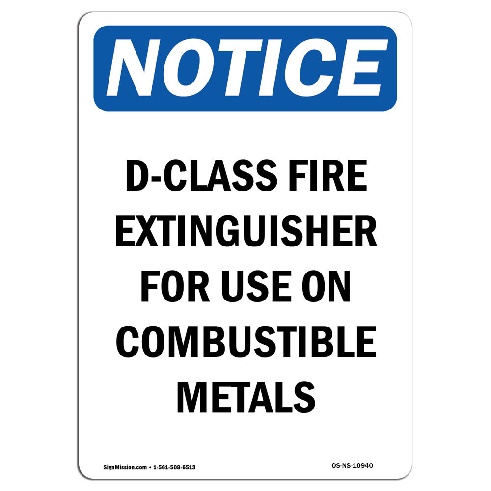 SignMission DClass Fire Extinguisher for use on Combustible Metals