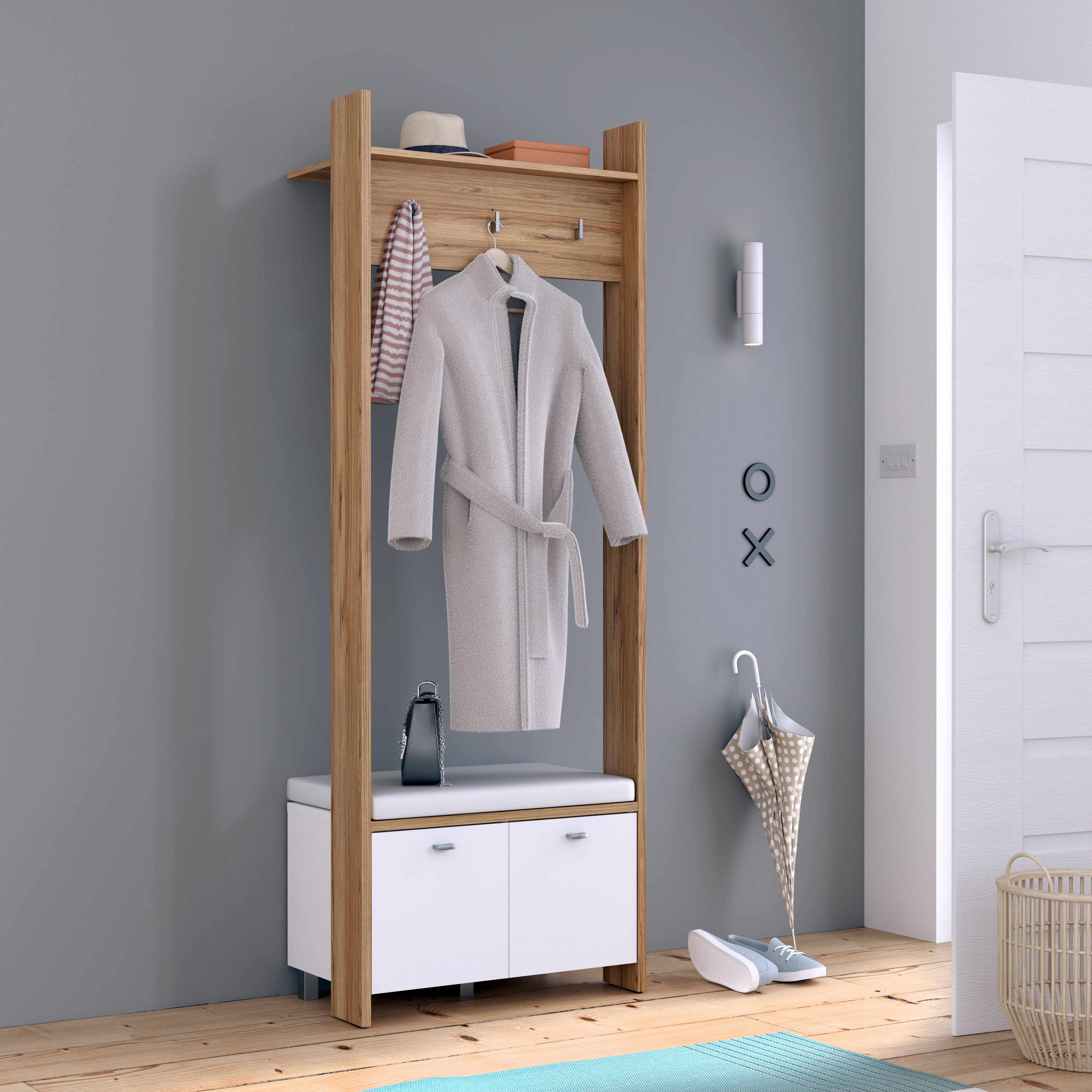 Ebern Designs Godehard Hall Tree with Shoe Storage Wayfair.co.uk