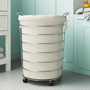 Round White Wash Laundry Basket with a Garden Rose Lining 