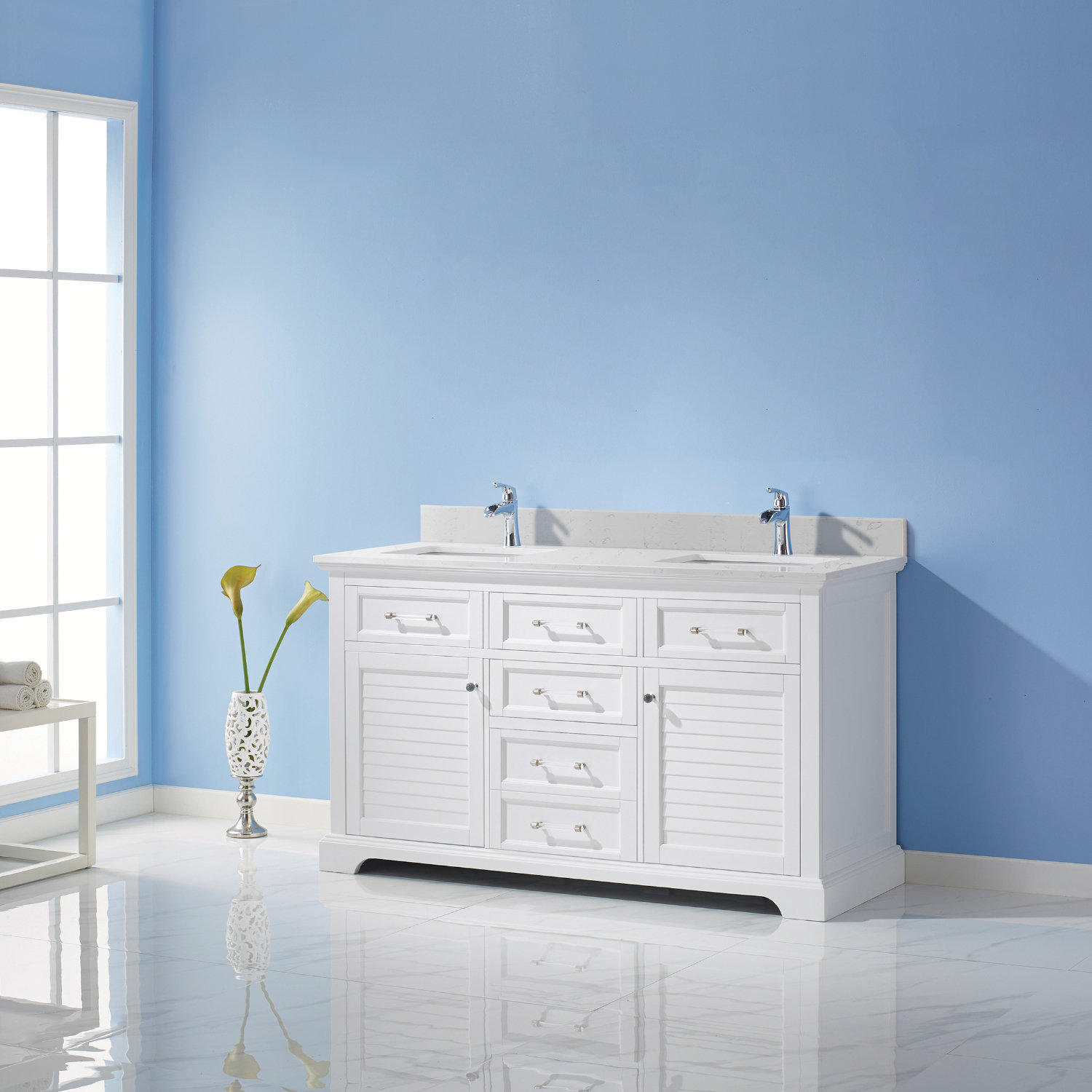 Rosecliff Heights Larry 60" Double Bathroom Vanity Set & Reviews Wayfair