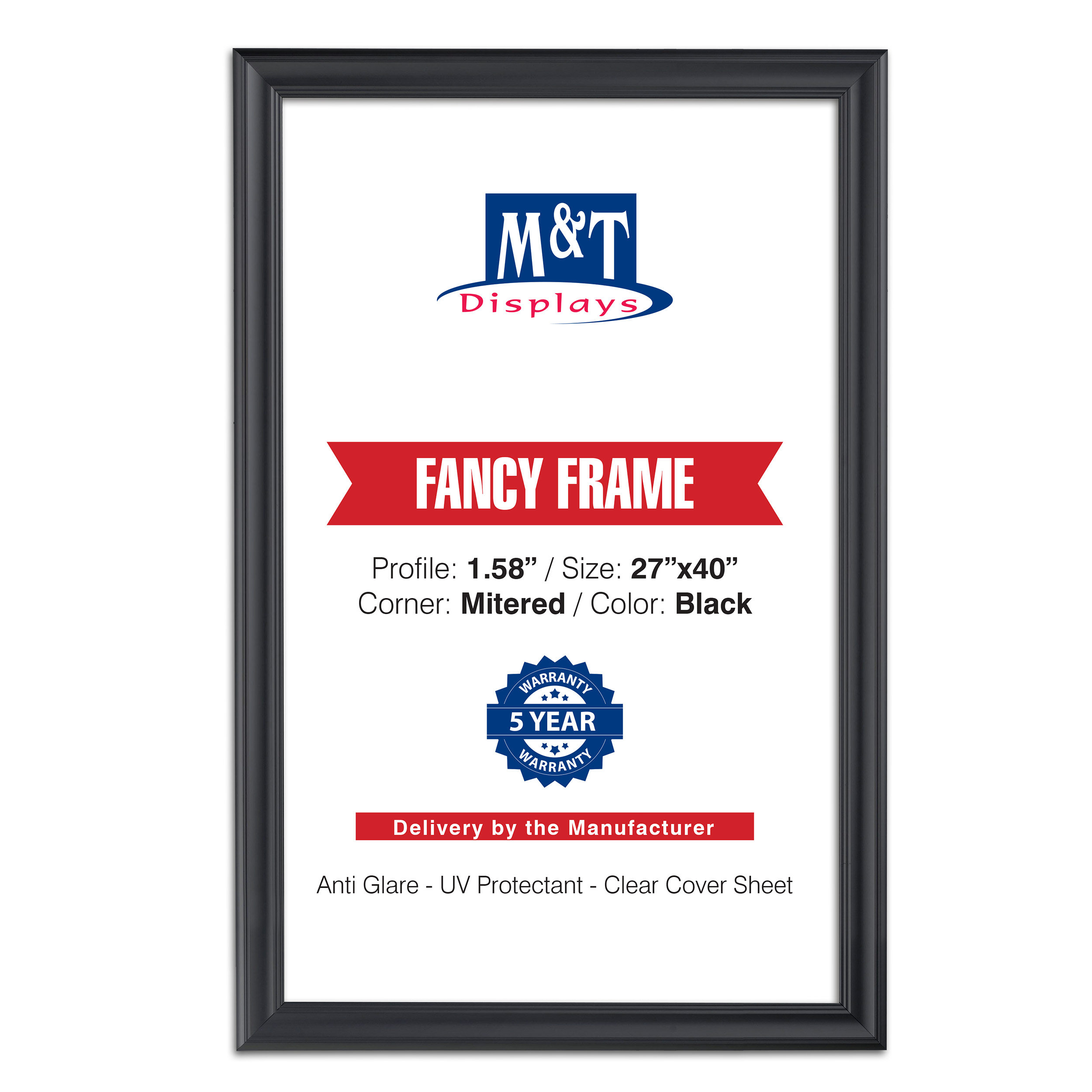 MT Displays M&t Displays Fancy Snap Poster Frame 27x40 Inch Black 1.58