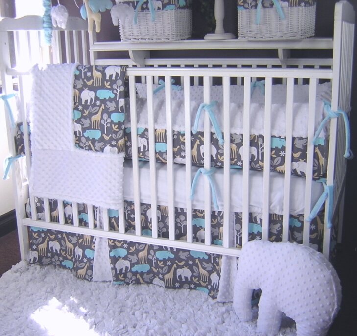 3 Piece Cot Crib Bedding Set Long All Round Bed Bumper 
