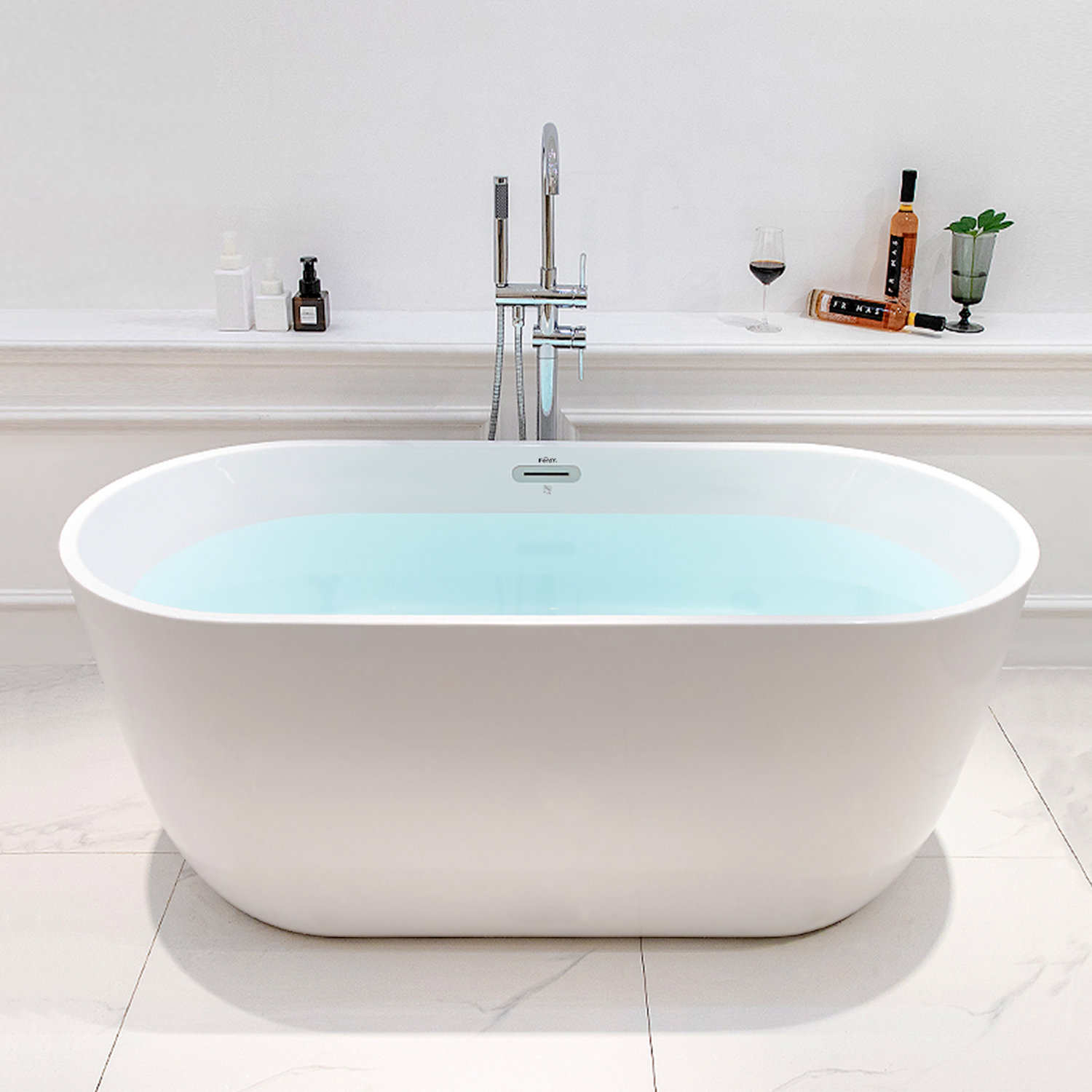 FerdY Bali 55" x 28" Freestanding Soaking Acrylic Bathtub Wayfair