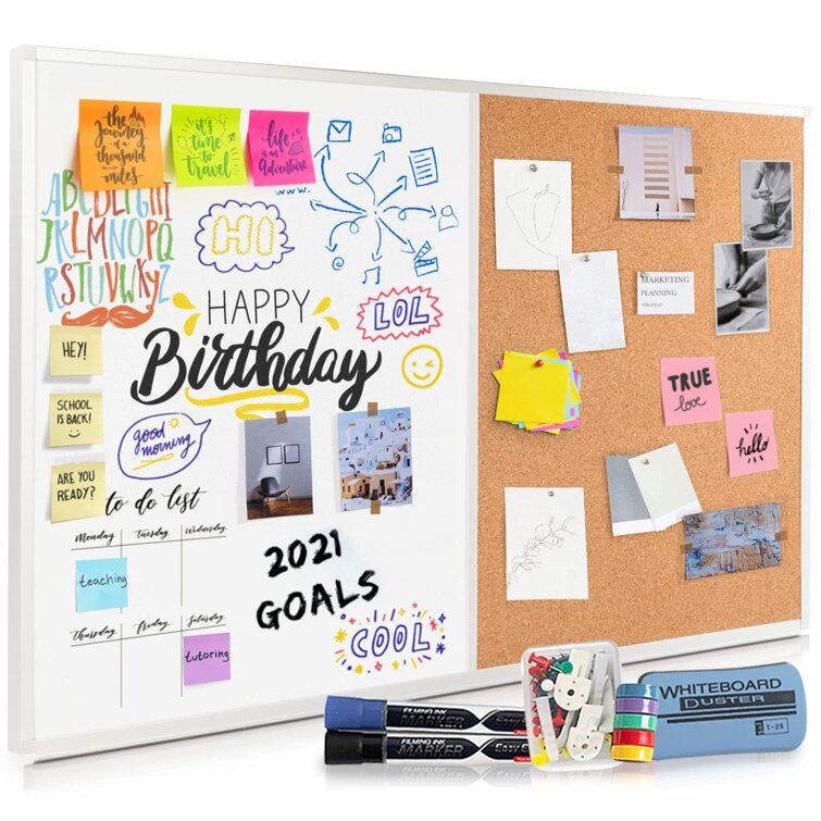 Dry Erase Bulletin Combo X Magnetic Whiteboard And Cork Board Combination Board 