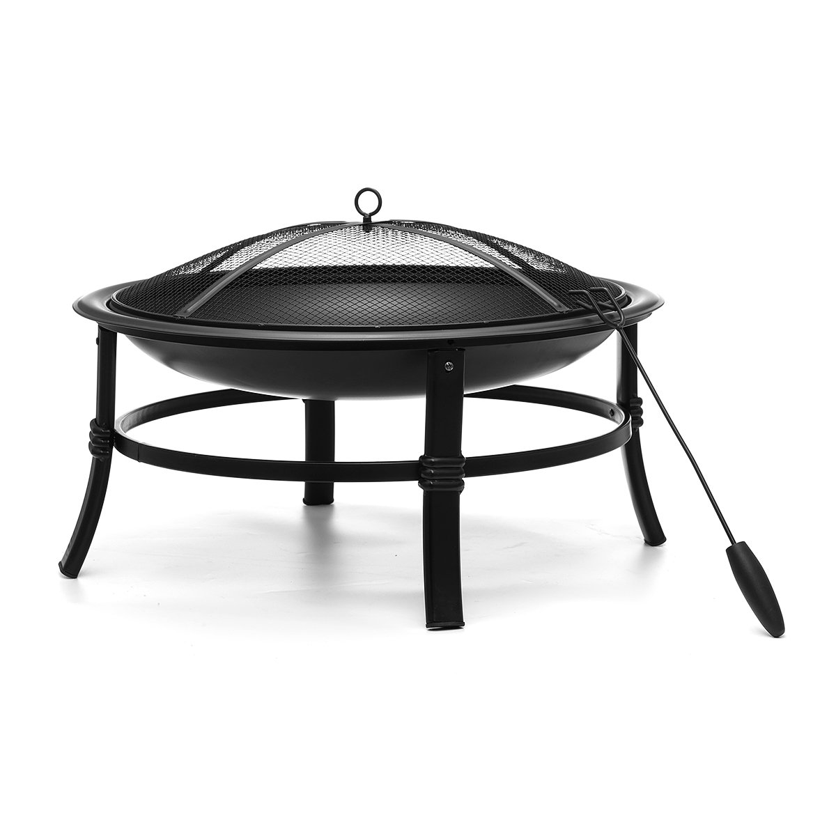 Arlmont & Co. Uma 18" H Outdoor Wood Burning Fire Pit with Lid and Fire