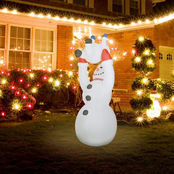 The Holiday Aisle Snowman on Gift Box with Candy Cane Christmas Inflatable 