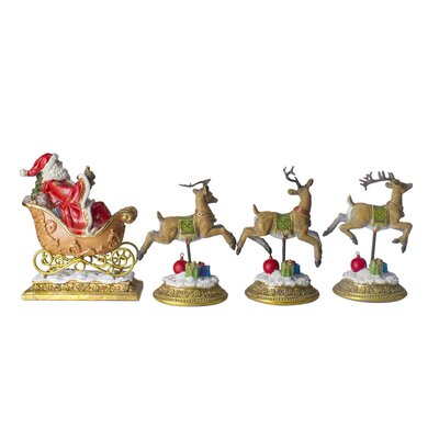 3 Piece Glittered Santa and Reindeer Stocking Holder Set -  Northlight Seasonal, 32915469