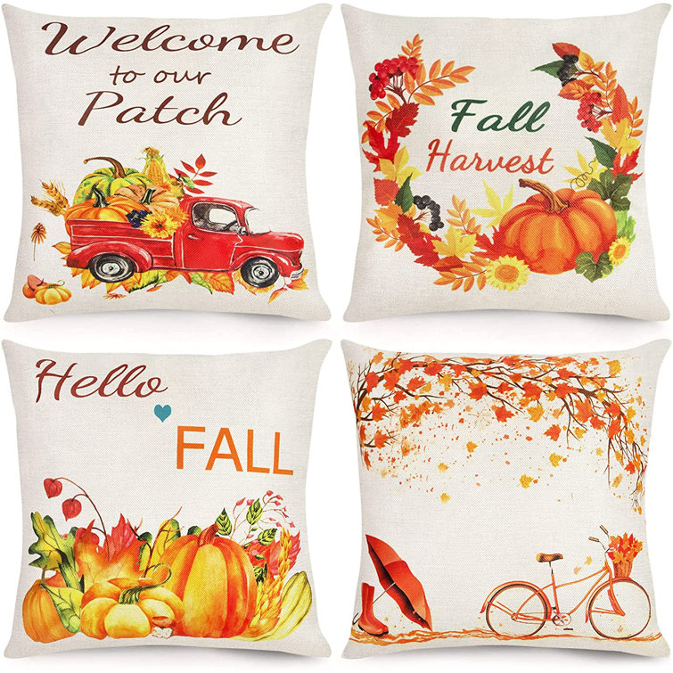 Fall Thanksgiving Autumn Rustic Cushion Cover Pillow Case Sofa Home Decor Art 
