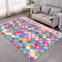 Colorful Mermaid Scale Area Rug Dining Room Bedroom Floor Carpet Kitchen Mat 