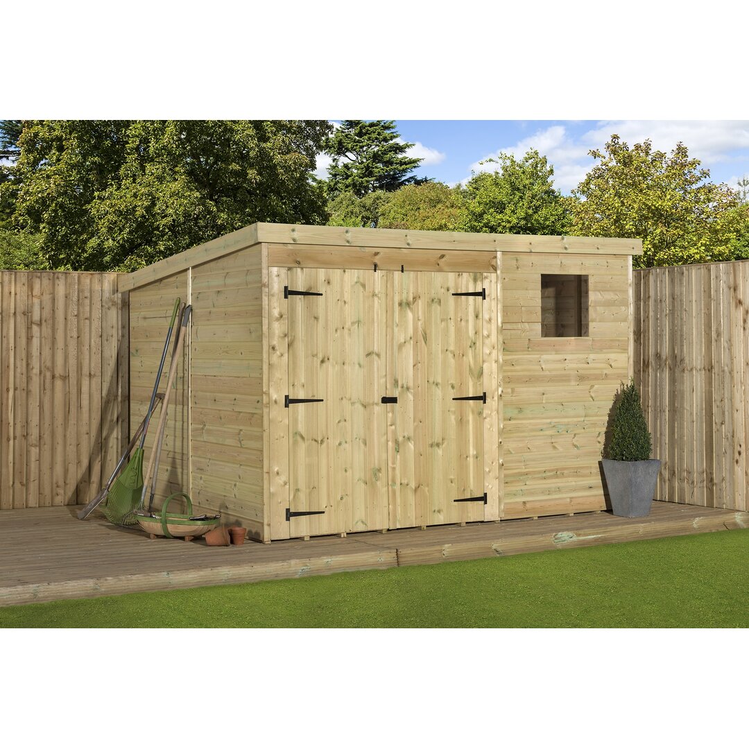12 ft. W x 8 ft. D Solid Wood Tongue and Groove Pent Garden Shed brown