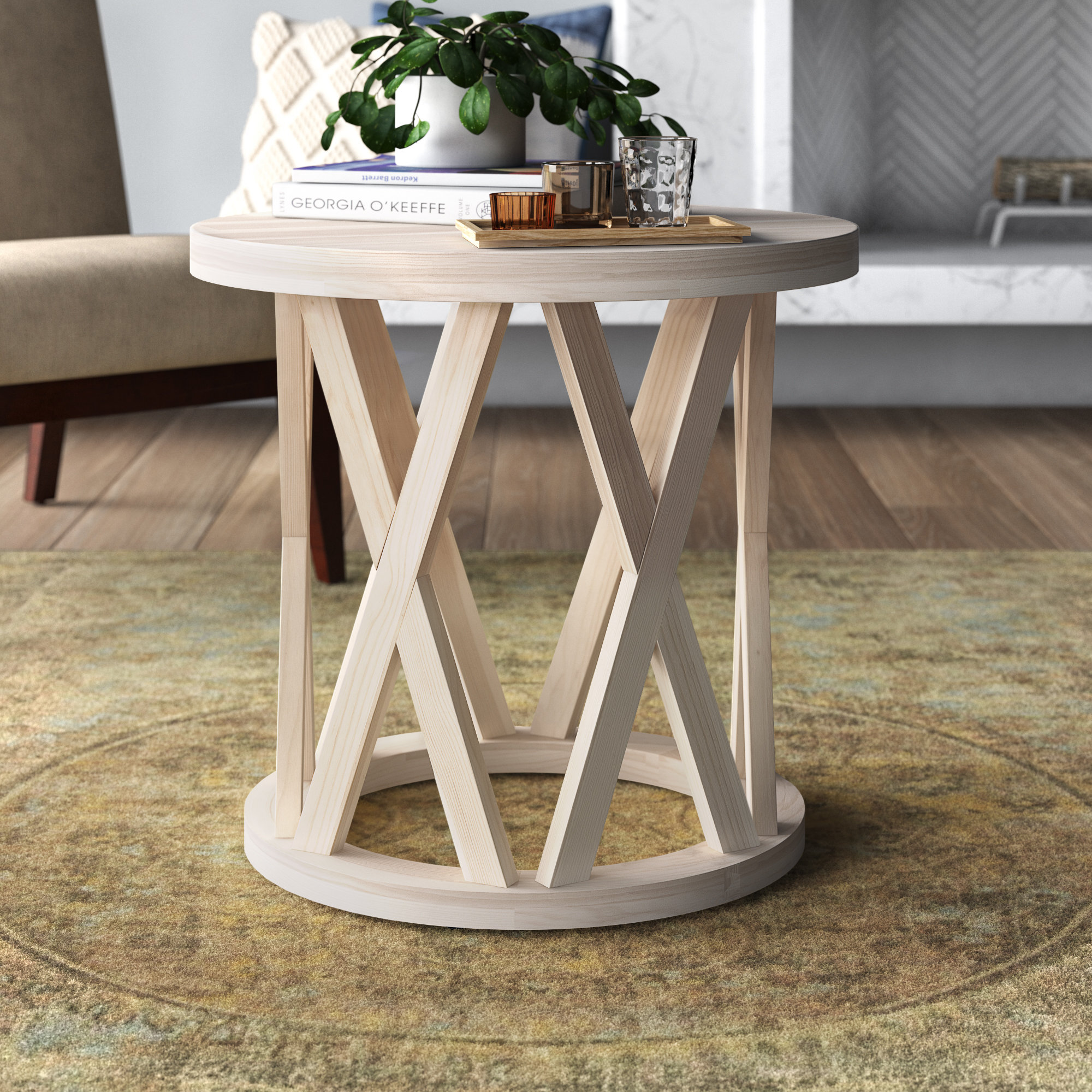 Mistana™ Charette 24'' Tall Solid Wood Frame End Table Wayfair