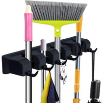Both in Black Color Mop Holder Includes 5 Slots 2 Item Bundle Gorilla Grip Mop and Broom Holder and Laundry Basket Laundry Basket 15 L x 28 H 