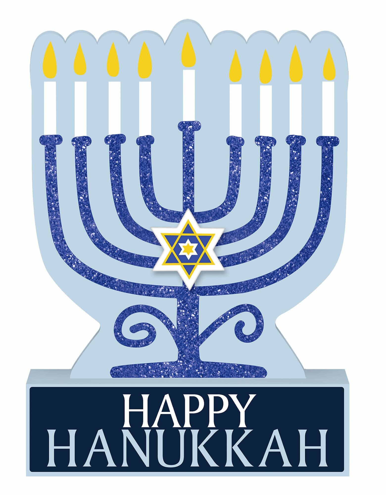 Amscan Festive Hanukkah Blue Glitter Menorah SignParty Decoration 