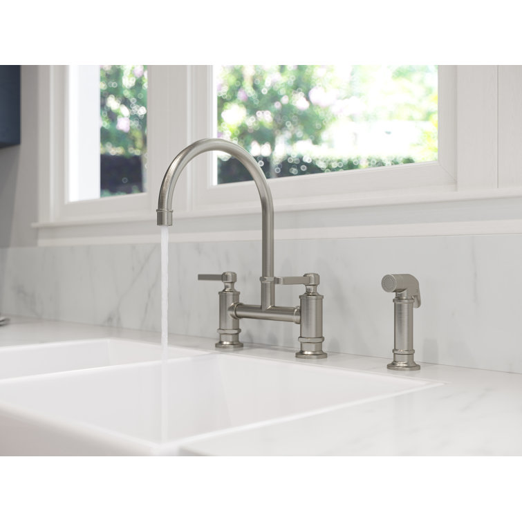 Pfister Port Haven Kitchen Bridge Faucet with Side Spray ...