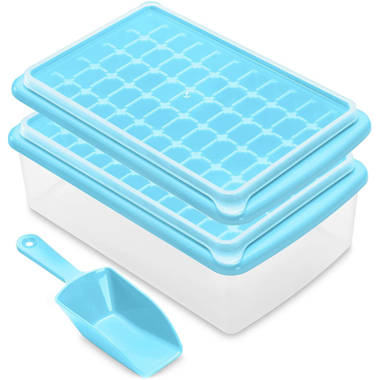 Silicone Ice Cube Trays w/ Lids BPA-Free Black Storage Containers 2 Pack 