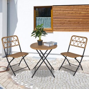Polyrattan 3tlg Bistro Sitzgruppe Tisch-Stuhl Set Gartenmöbel Garnitur 