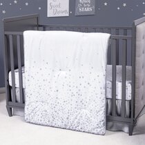 cot bedding blue or pink and grey stars 100%cotton fabric made to order crib 