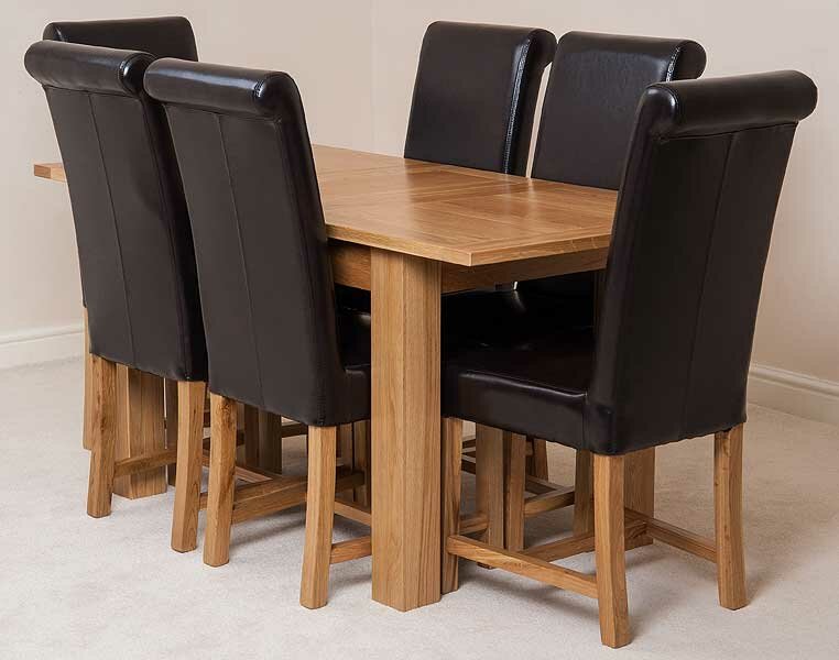 Riback Kitchen Dining Set with 6 Chairs brown