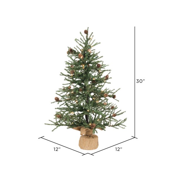 Carmel Pine 30'' Lighted Artificial Pine Christmas Tree
