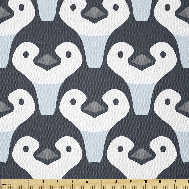 East Urban Home Penguin Fabric By The Yard, Animal Print Themed Continuous  Pattern With Baby Birds,Square | Wayfair