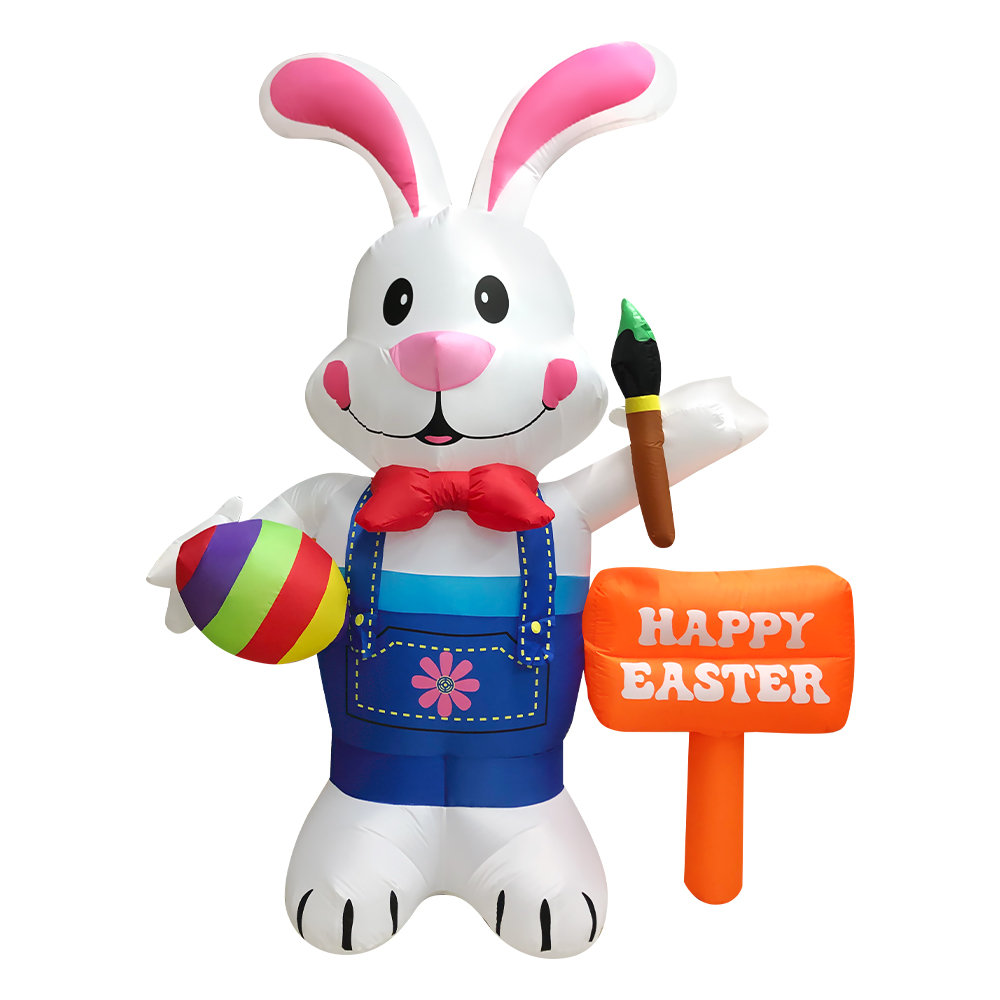 The Holiday Aisle® 8FT Tall Easter Inflatable Decorations Standing Bunny Holding Egg and