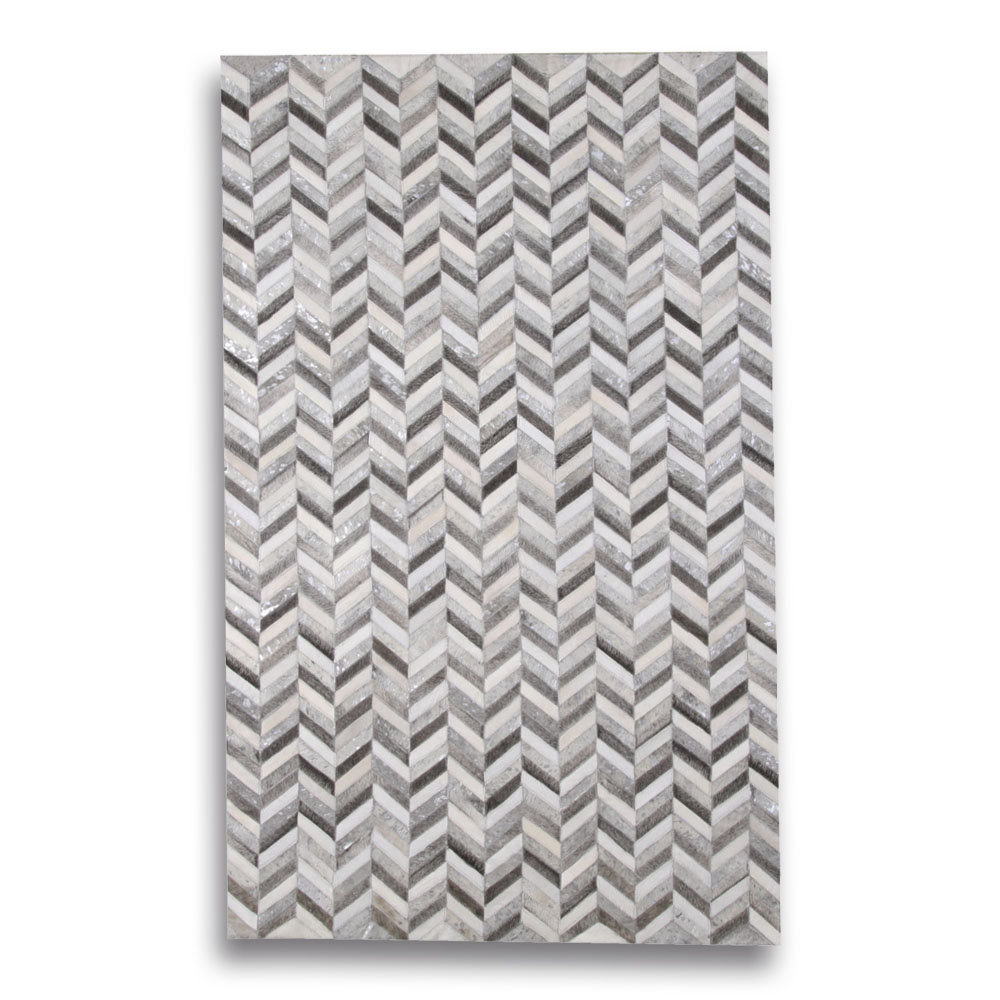 Corrigan Studio® Surgener CHEVRON RUG GREY SILVER ON WHITE WHITE