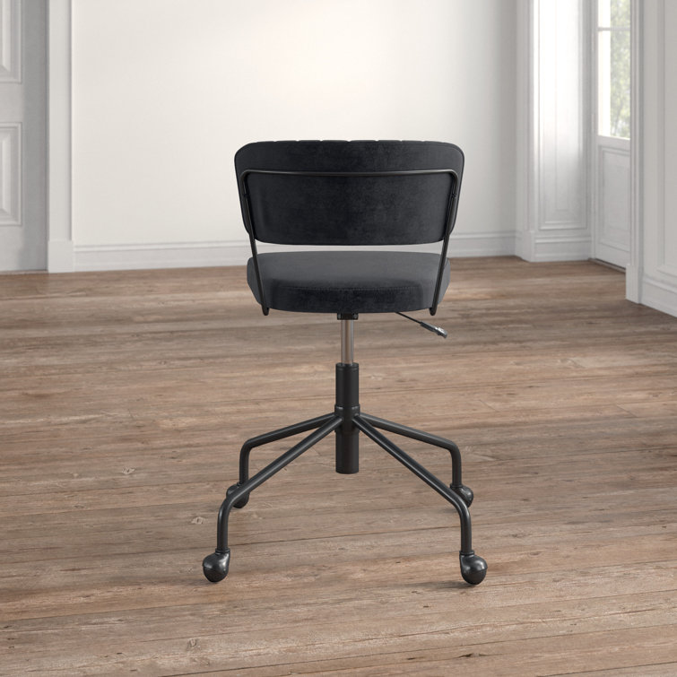 Tania Contemporary Black Velvet 28.5" Swivel Task Chair