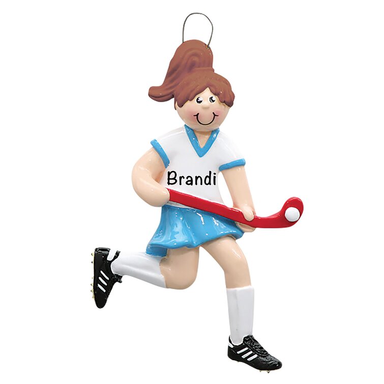 The Holiday Aisle® Field Hockey Girl Hanging Figurine Ornament | Wayfair