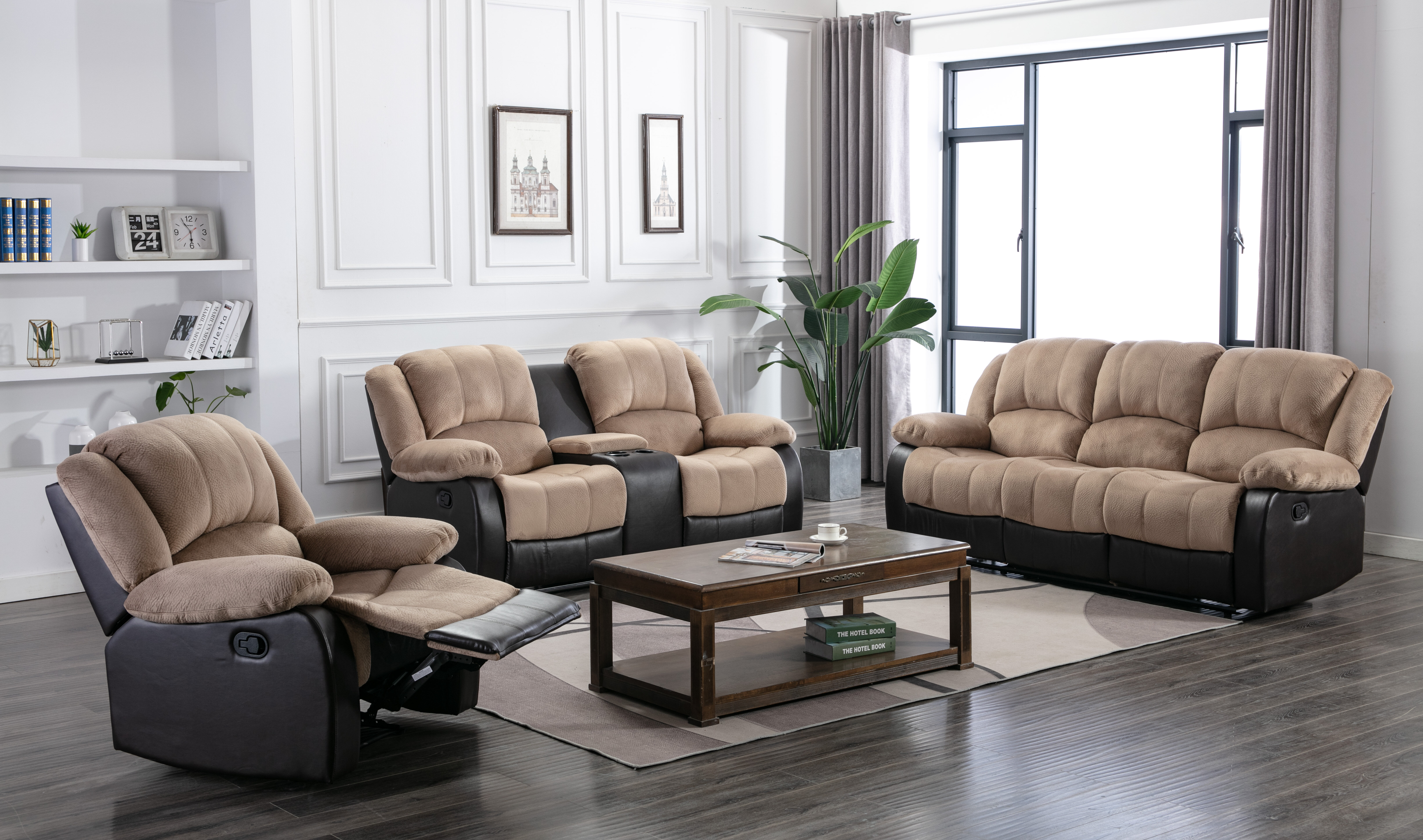 Montevallo 3 Piece Leather Match Reclining Living Room Set