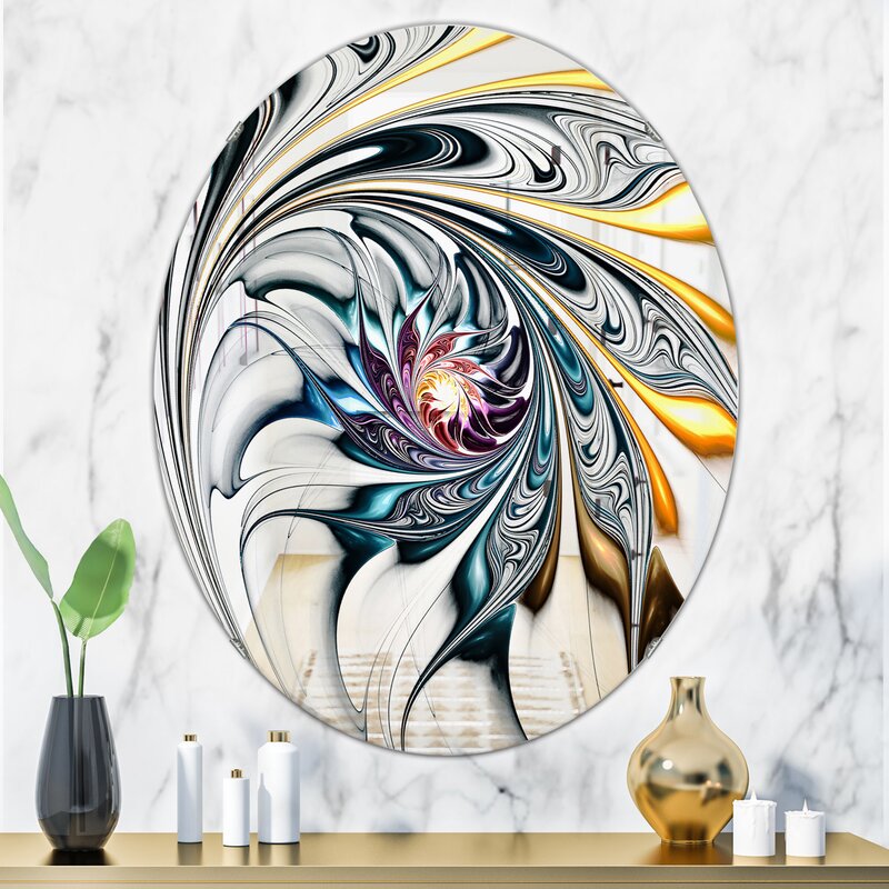 Stained Glass Floral Art Accent Wall Mirror
