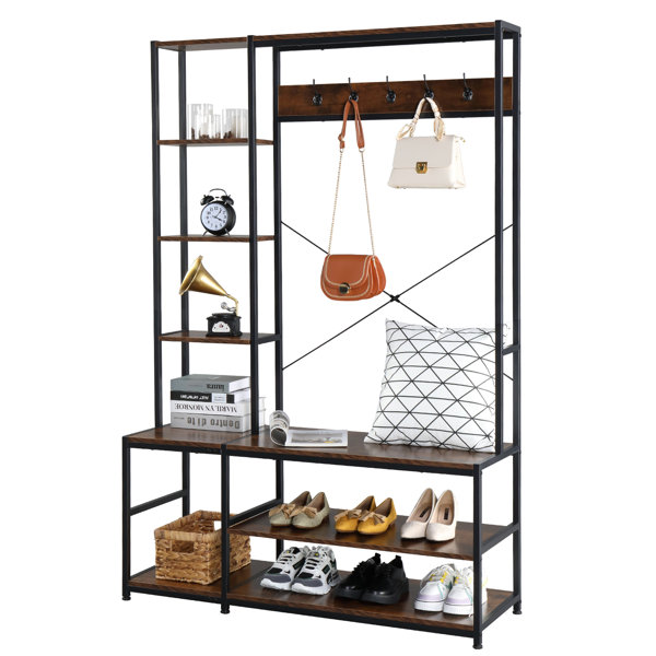 17 Stories 44.9'' Wide Hall Tree with Bench and Shoe Storage | Wayfair