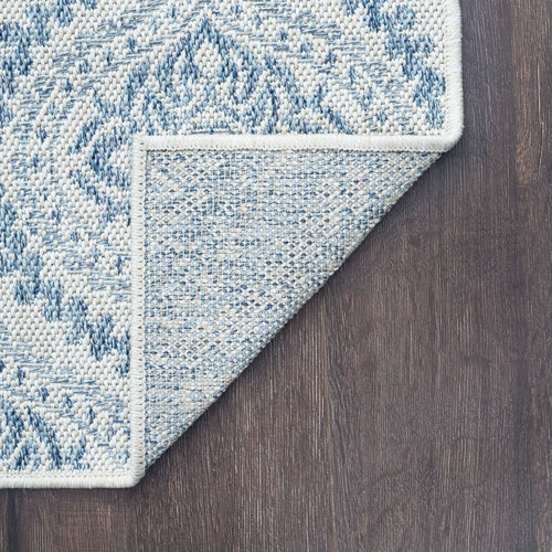 Bungalow Rose Cream/Blue Indoor/Outdoor Rug & Reviews | Wayfair