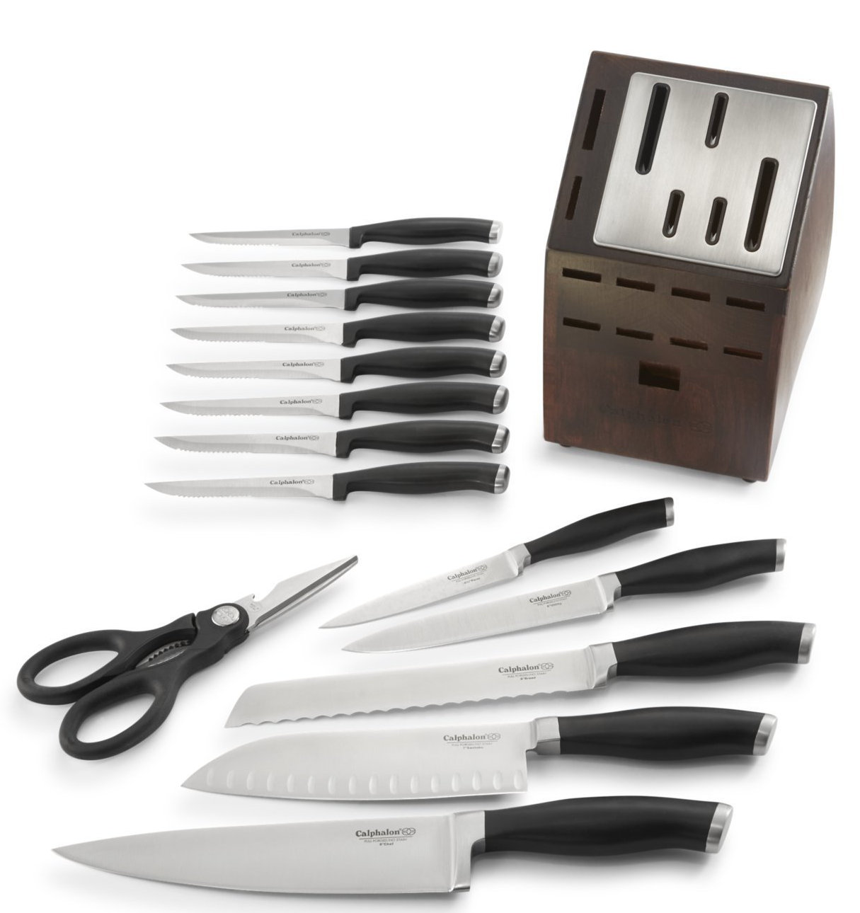 Calphalon Sharpin 15 Piece High Carbon Stainless Steel Knife Block Set