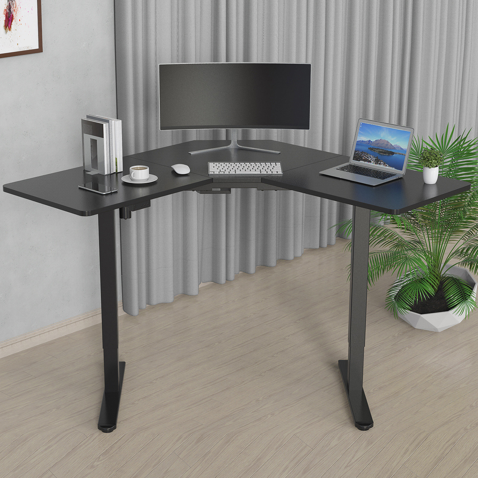 Inbox Zero Karlita LShape Standing Desks Wayfair