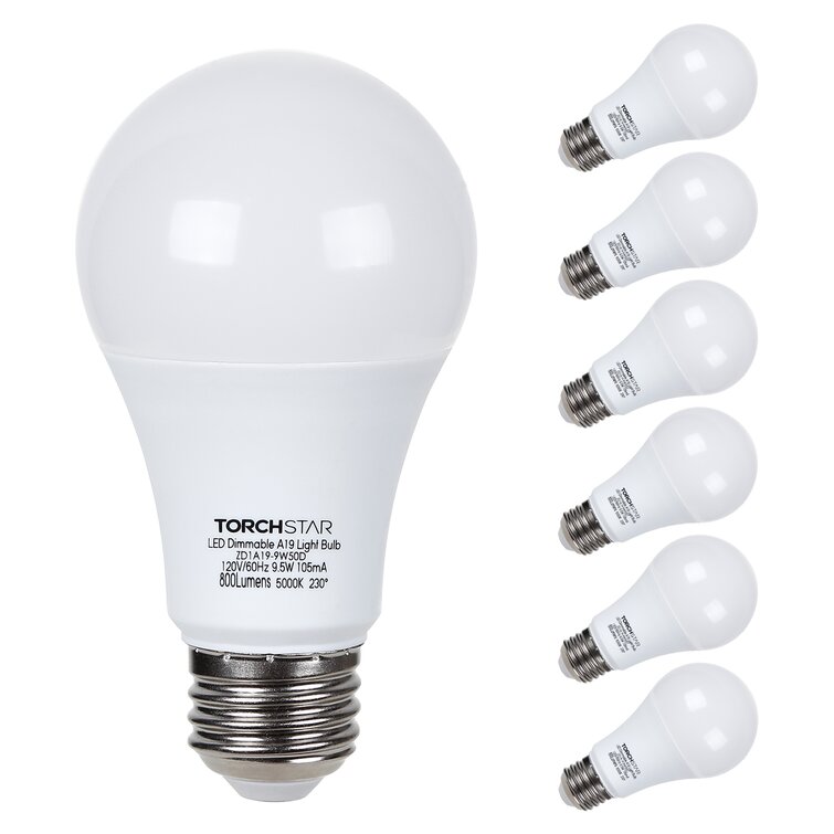 prioriteit matchmaker rijstwijn TORCHSTAR Dimmable Led A19 Light Bulb, 9.5w(60w Eqv.), E26 Base Bulbs,  800lm, 5000k Daylight, Ul & Energy Star Listed, For Floor Lamp, Desk Lamp,  Ceiling Fan, 3-year Warranty | Wayfair