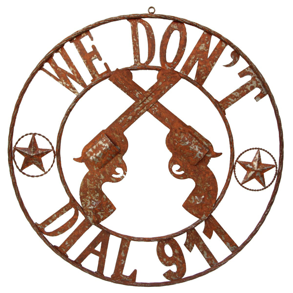 Millwood Pines Metal Western Pistols We Don't Call 911 Circle Sign Wall