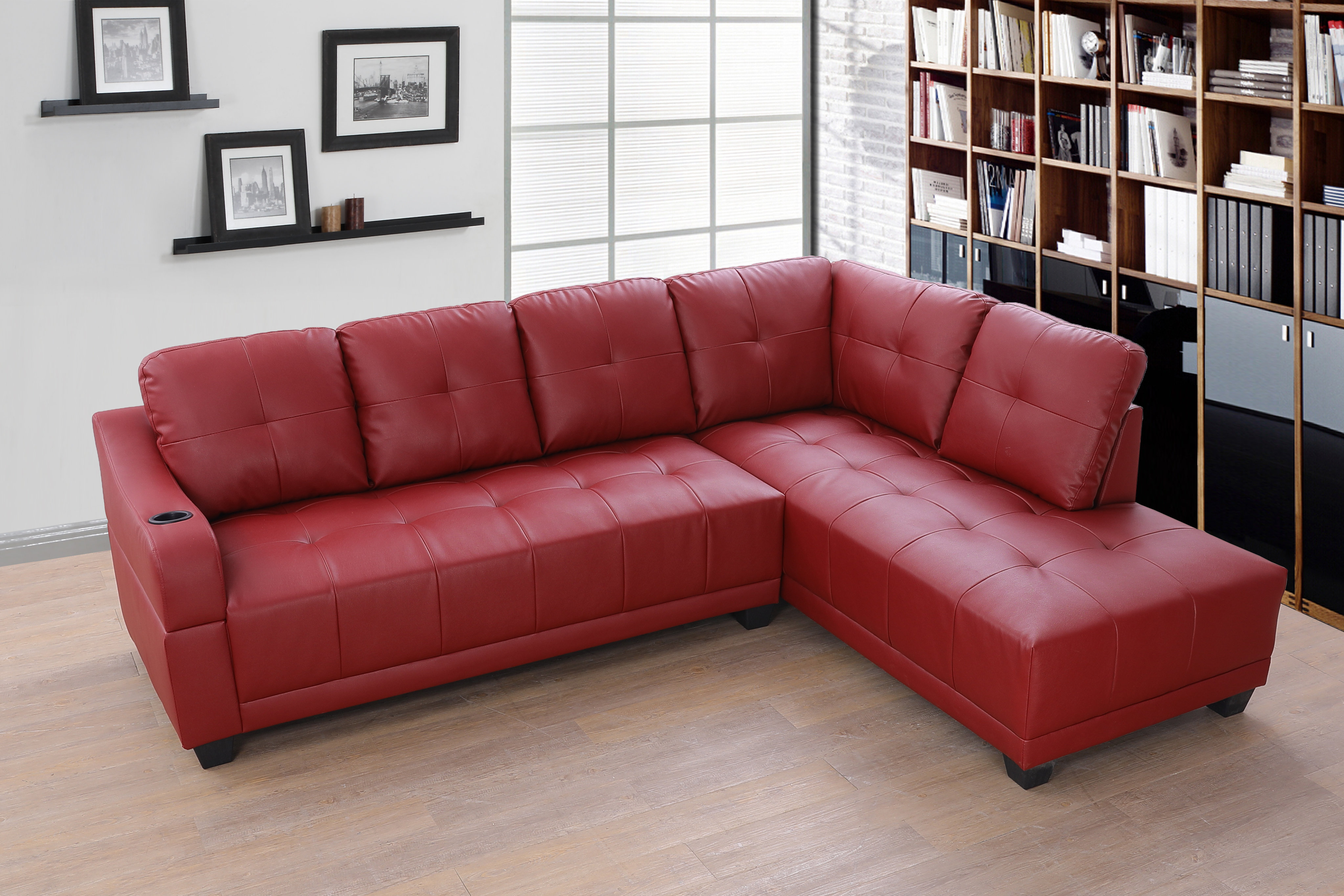 Red Barrel Studio® Milagros Vegan Leather Chaise Sectional | Wayfair