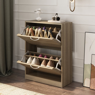 New Wood Shoe Cabinet 5Drawer Storage Cupboard Rack Footwear OrganiseWhite/Oak 