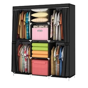 LONGITUDE 67 Portable Foldable Wardrobe,Waterproof Fabric Closet with Hanging Rods,5-Layer 10-Compartment Clothes Storage Organiser 127 x 44 x 170 CM 