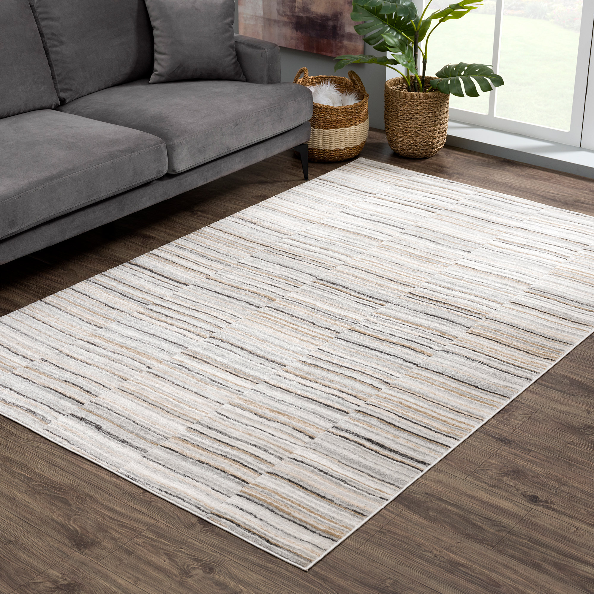 Dakota Fields Dunkerton Machine Woven Performance Gray Rug Wayfair