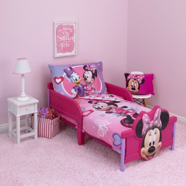 Toddler Bedding Set Girl 4 Piece Aztec Pink White Grey Animals Fox Comforter New 