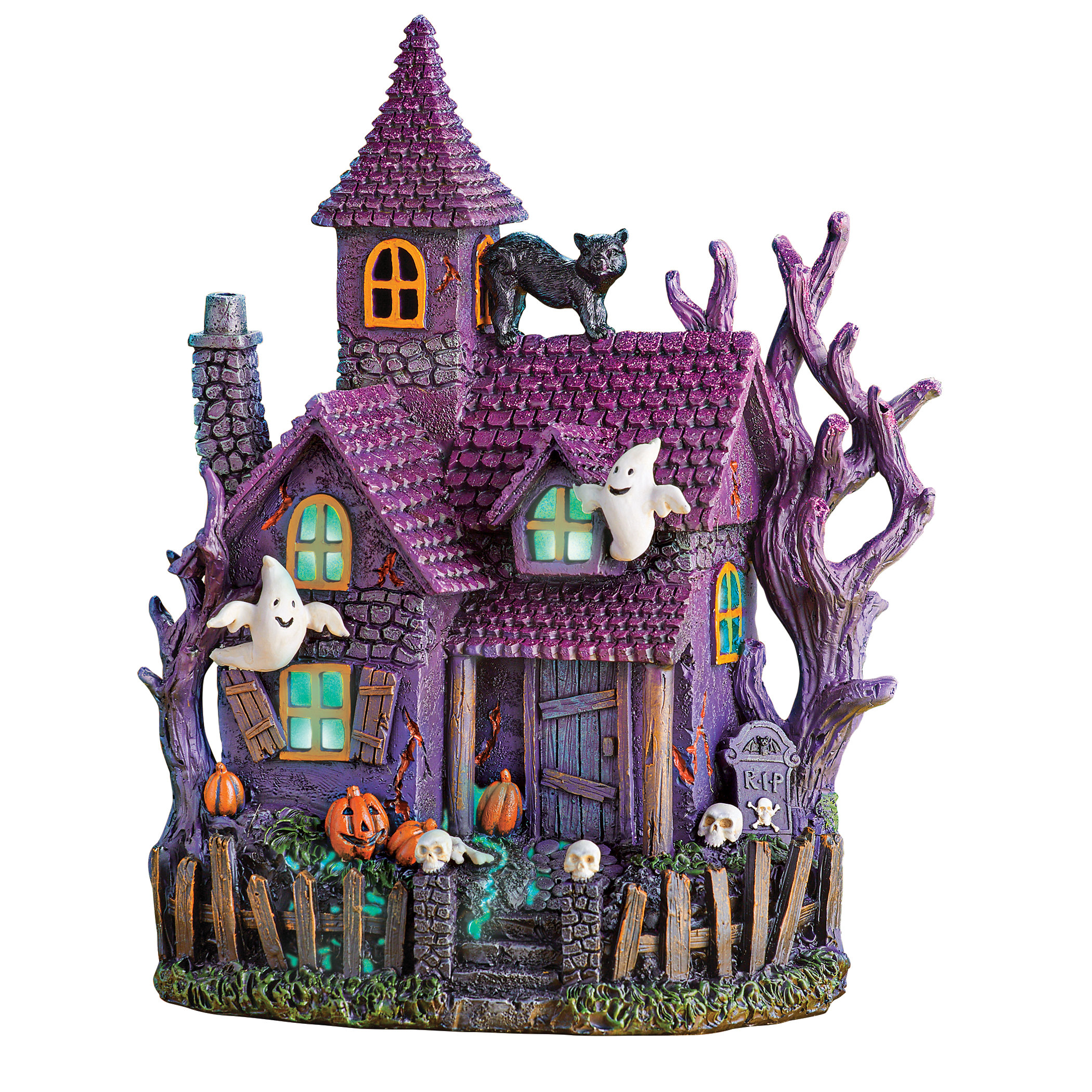 The Holiday Aisle® Lighted Haunted House Tabletop Polyresin/ Resin Decorative Accent Wayfair