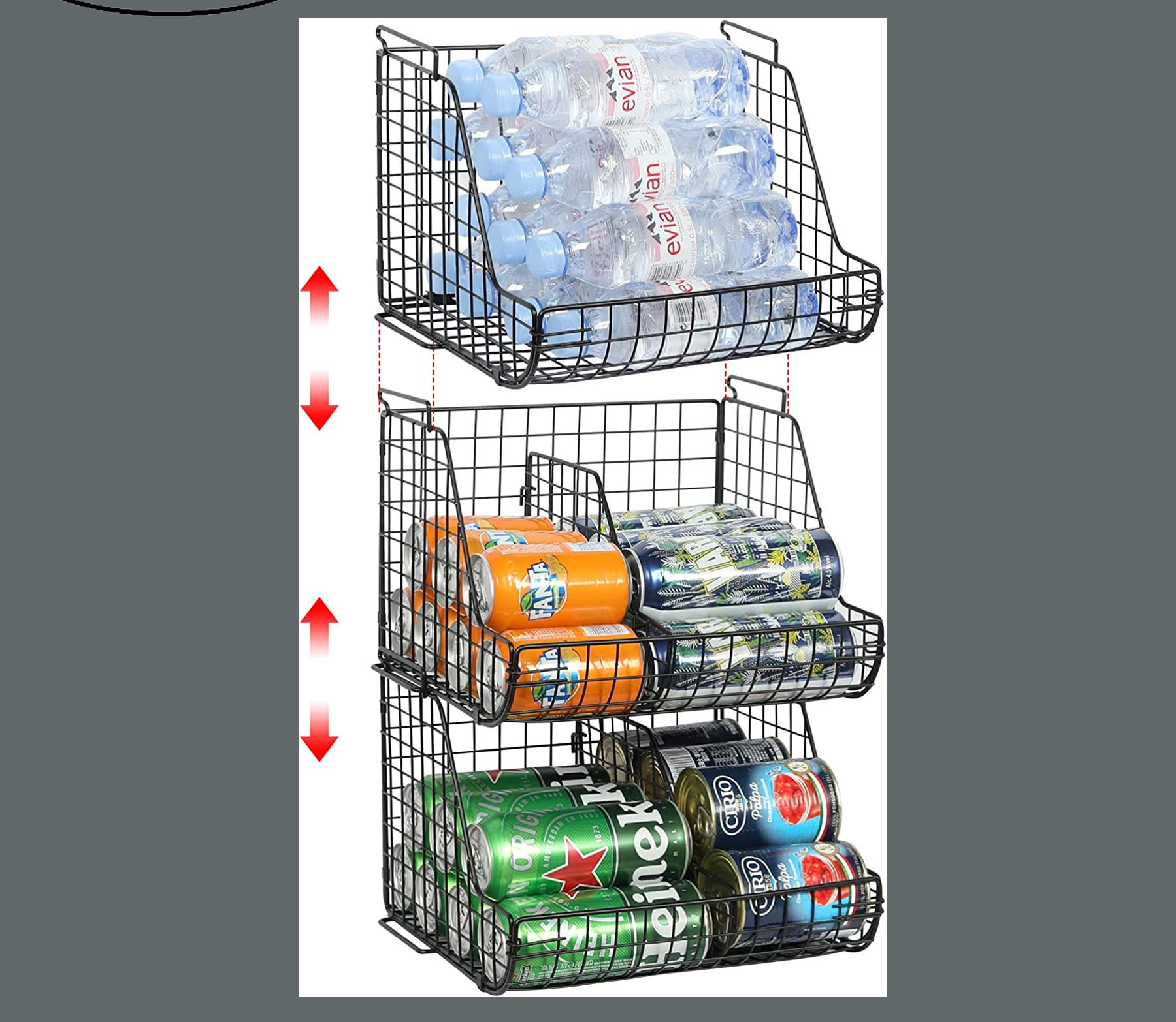 Delman Stacking Can Dispensers 3 Tier With 3 Divider, Pantry Can