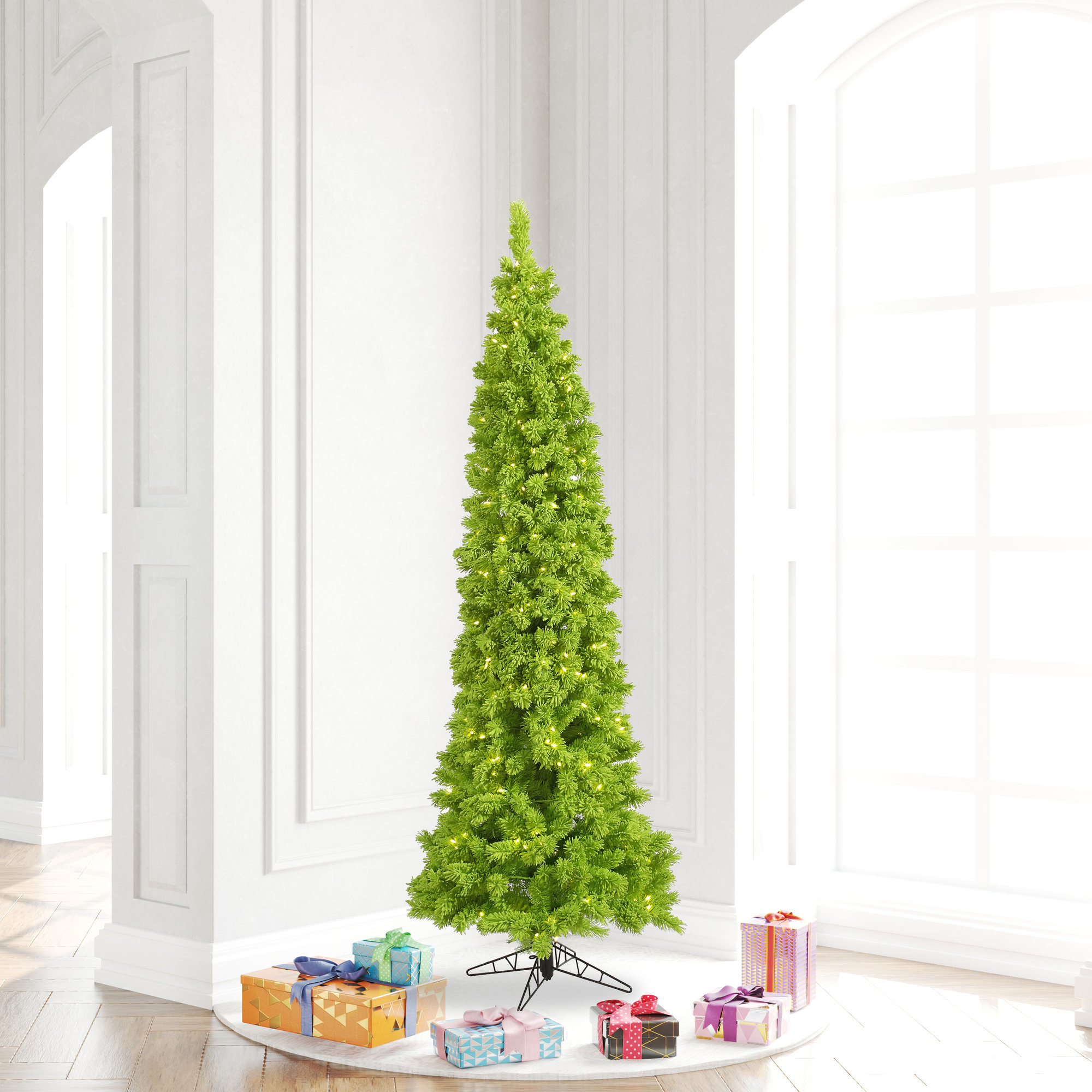 Hashtag Home Flocked Lime Fir 6.5' Lighted Artificial Fir Christmas Tree Wayfair