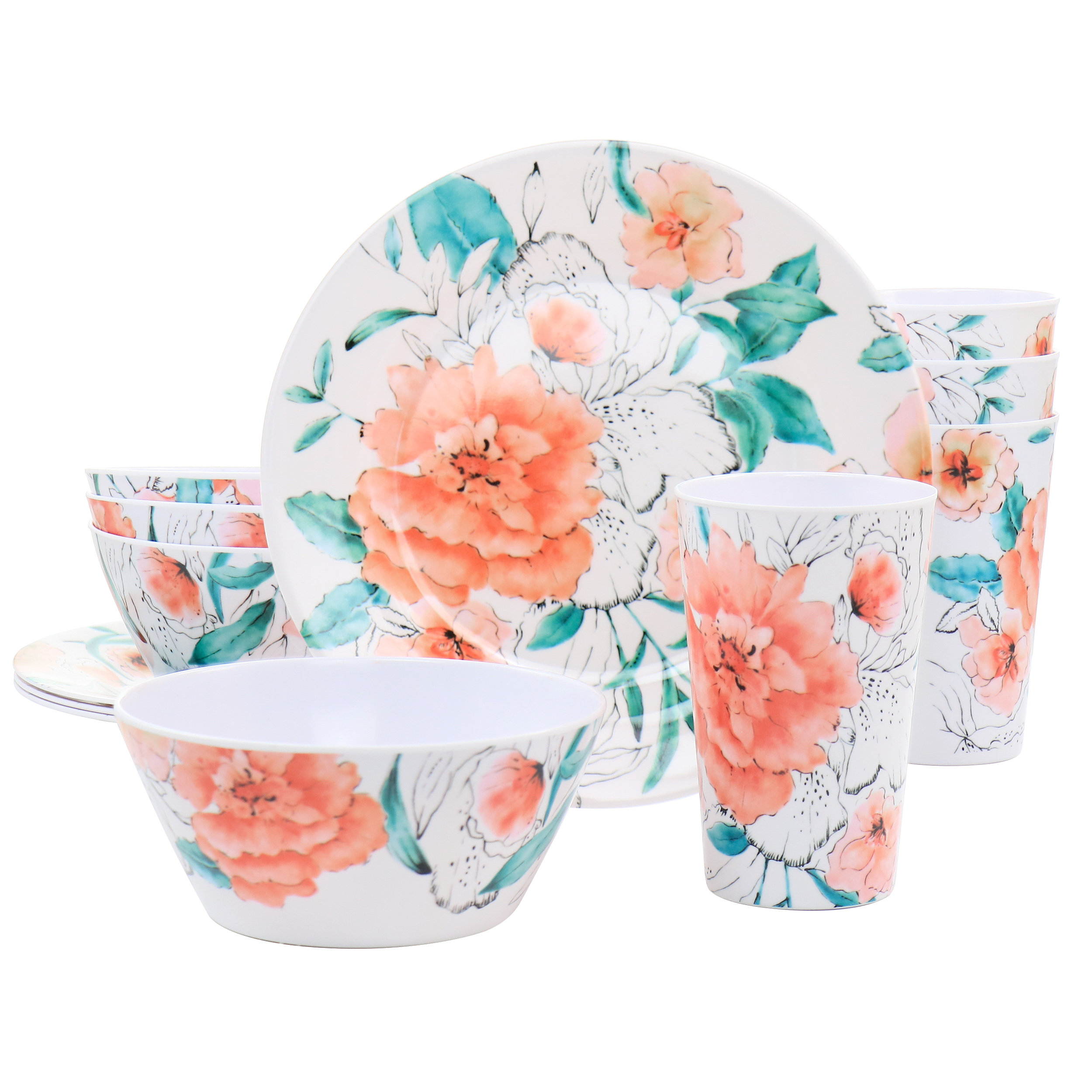 Gibson Melamine Dinnerware Set of 12 Wayfair