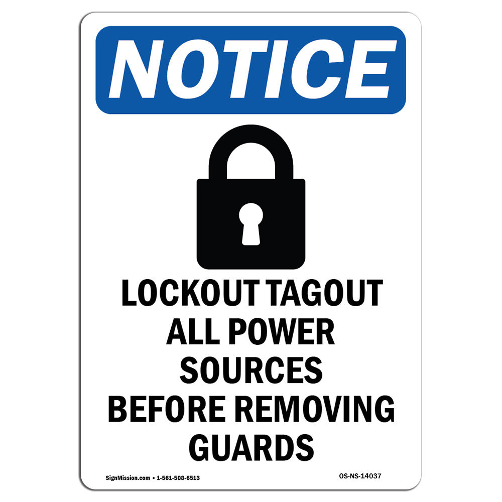 SignMission OSHA Notice - Lockout Tagout All Sign With Symbol | Heavy ...