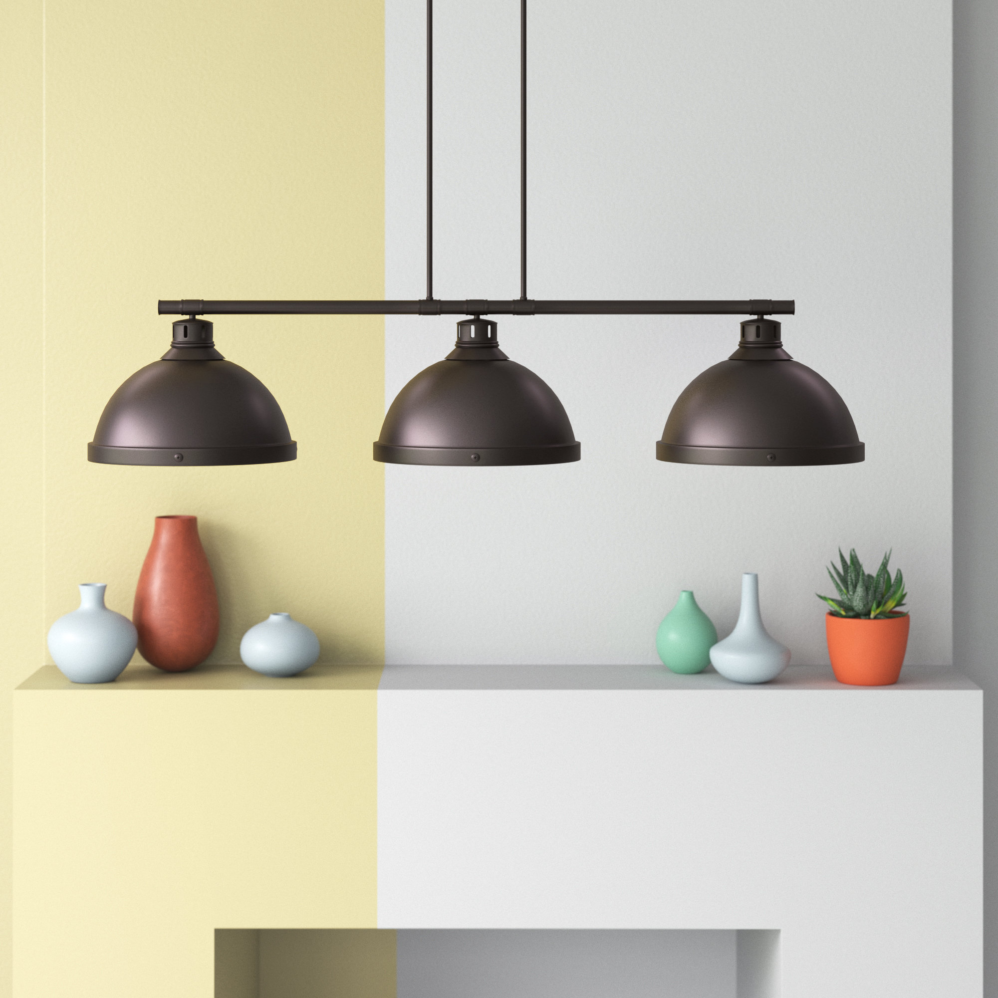 Hashtag Home Drakeford 3Light Kitchen Island Dome Pendant & Reviews